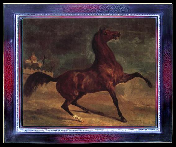 framed  Alfred Dehodencq Horse in a landscape, Ta047